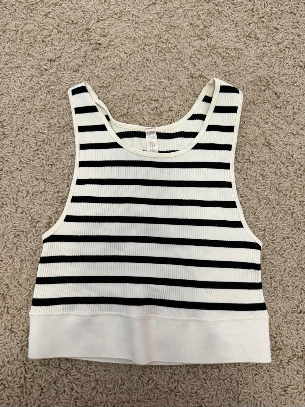 By Together Black & White Striped Ribbed Tank